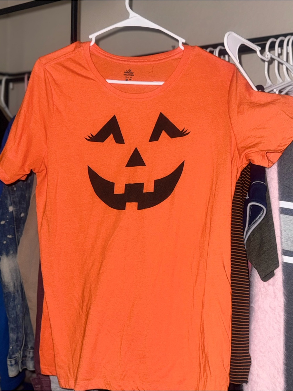 Ina Orange Pumpkin Face Kids Halloween Tee